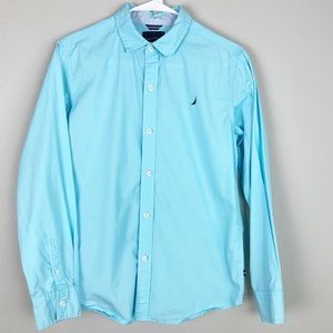 Boys Nautica Solid Long Sleeve Button Down Shirt